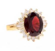 Load image into Gallery viewer, 9.60 Carats Natural Red Garnet and Diamond 14k Solid Yellow Gold Ring