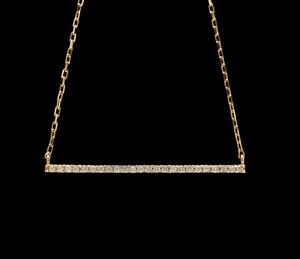 0.25Ct Stunning 14K Solid Yellow Gold Diamond Bar Necklace
