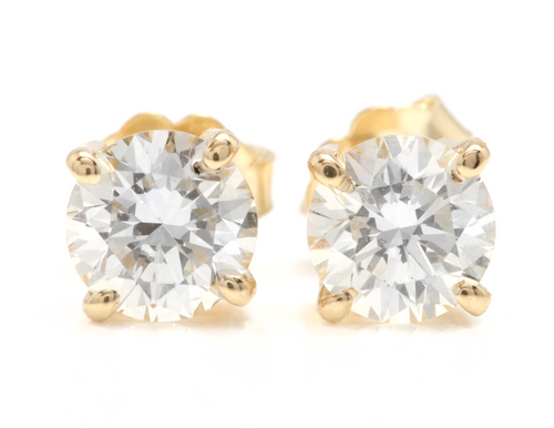 1.60ct Natural Diamond 14k Solid Yellow Gold Stud Earrings
