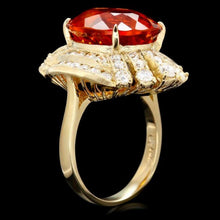 Load image into Gallery viewer, 11.10 Carats Natural Citrine and Diamond 14K Solid Yellow Gold Ring