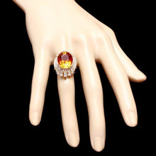 Load image into Gallery viewer, 11.10 Carats Natural Citrine and Diamond 14K Solid Yellow Gold Ring