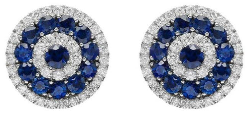 6.20 Carats Natural Sapphire and Diamond 14K Solid White Gold Earrings