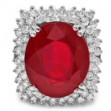 Load image into Gallery viewer, 18.80 Carats Natural Red Ruby and Diamond 14K Solid White Gold Ring