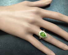 Load image into Gallery viewer, 3.20 Carats Natural Very Nice Looking Peridot and Diamond 14K Solid Yellow Gold Ring