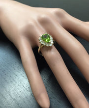 Load image into Gallery viewer, 3.20 Carats Natural Very Nice Looking Peridot and Diamond 14K Solid Yellow Gold Ring