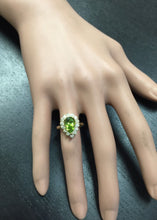 Load image into Gallery viewer, 3.20 Carats Natural Very Nice Looking Peridot and Diamond 14K Solid Yellow Gold Ring