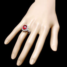 Load image into Gallery viewer, 5.70 Carats Natural Red Ruby and Diamond 14K Solid White Gold Ring
