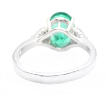 Load image into Gallery viewer, 3.20 Carats Natural Emerald and Diamond 14K Solid White Gold Ring