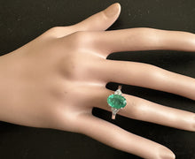 Load image into Gallery viewer, 3.20 Carats Natural Emerald and Diamond 14K Solid White Gold Ring