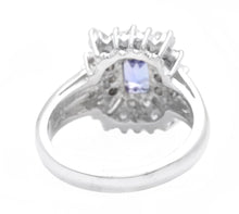 Load image into Gallery viewer, 3.30 Carats Natural Very Nice Looking Tanzanite and Diamond 18K Solid White Gold Ring