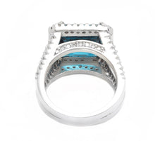 Load image into Gallery viewer, 7.35 Carats Impressive Natural London Blue Topaz and Diamond 14K White Gold Ring