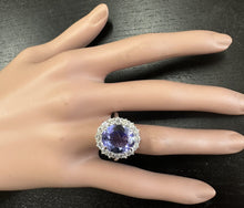 Load image into Gallery viewer, 10.30 Carats Natural Very Nice Looking Tanzanite and Diamond 14K Solid White Gold Ring