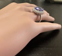 Load image into Gallery viewer, 10.30 Carats Natural Very Nice Looking Tanzanite and Diamond 14K Solid White Gold Ring