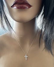 Load image into Gallery viewer, 1.10Ct Stunning 14K Solid White Gold Diamond Cross Pendant Necklace