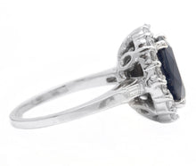Load image into Gallery viewer, 4.85 Carats Exquisite Natural Blue Sapphire and Diamond 14K Solid White Gold Ring