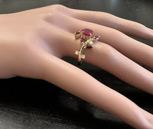 Load image into Gallery viewer, 2.38 Carats Impressive Natural Red Ruby and Diamond 14K Yellow Gold Ring