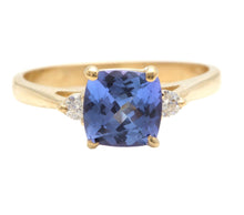 Load image into Gallery viewer, 1.30 Carats Natural Very Nice Looking Tanzanite and Diamond 14K Solid Yellow Gold Ring