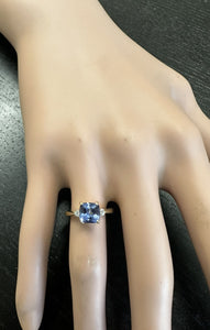 1.30 Carats Natural Very Nice Looking Tanzanite and Diamond 14K Solid Yellow Gold Ring
