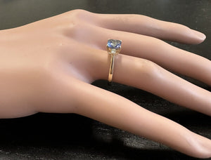 1.30 Carats Natural Very Nice Looking Tanzanite and Diamond 14K Solid Yellow Gold Ring