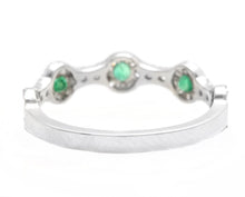 Load image into Gallery viewer, 0.50 Carats Natural Emerald and Diamond 14K Solid White Gold Band Ring