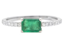 Load image into Gallery viewer, 1.10 Carats Natural Emerald and Diamond 14K Solid White Gold Ring