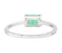 Load image into Gallery viewer, 1.10 Carats Natural Emerald and Diamond 14K Solid White Gold Ring