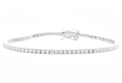 1.20 Carats Stunning Natural Diamond 14K Solid White Gold Bracelet