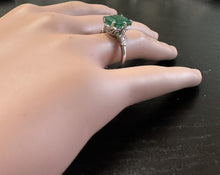Load image into Gallery viewer, 3.38 Carats Natural Emerald and Diamond 14K Solid White Gold Ring