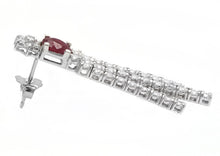 Load image into Gallery viewer, Exquisite 3.80 Carats Natural Red Ruby and Diamond 14K Solid White Gold Dangling Earrings