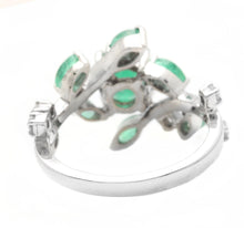 Load image into Gallery viewer, 2.00 Carats Impressive Natural Emerald and Diamond 14K White Gold Ring