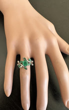 Load image into Gallery viewer, 2.00 Carats Impressive Natural Emerald and Diamond 14K White Gold Ring