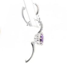 Load image into Gallery viewer, Exquisite 3.65 Carats Natural Amethyst and Diamond 14K Solid White Gold Earrings
