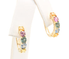 Load image into Gallery viewer, 2.60 Carats Natural Multi-Color Sapphire 14K Solid Yellow Gold Earrings