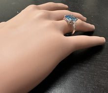 Load image into Gallery viewer, 3.00 Carats Impressive Natural Swiss Blue Topaz and Diamond 14K White Gold Ring