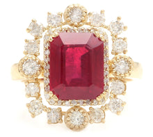 Load image into Gallery viewer, 6.50Ct Stunning Natural Ruby &amp; Diamond 14K Solid Yellow Gold Ring