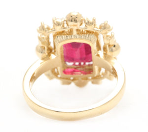 6.50Ct Stunning Natural Ruby & Diamond 14K Solid Yellow Gold Ring