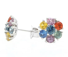 Load image into Gallery viewer, 3.00 Carats Natural Multi-Color Sapphire 14K Solid White Gold Stud Earrings