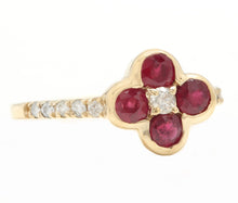Load image into Gallery viewer, 1.10Ct Stunning Natural Ruby &amp; Diamond 14K Solid Yellow Gold Ring