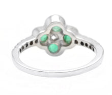 Load image into Gallery viewer, Exquisite Natural Emerald and Diamond 14K Solid White Gold Ring