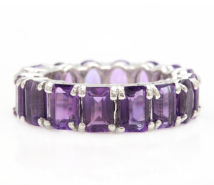8.00 Carats Exquisite Natural Amethyst 14K Solid White Gold Ring
