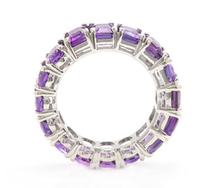 8.00 Carats Exquisite Natural Amethyst 14K Solid White Gold Ring