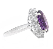 Load image into Gallery viewer, 6.55 Carats Natural Amethyst and Diamond 14K Solid White Gold Ring