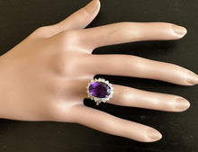 Load image into Gallery viewer, 6.55 Carats Natural Amethyst and Diamond 14K Solid White Gold Ring