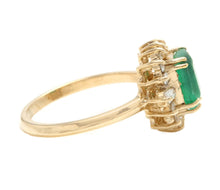 Load image into Gallery viewer, 1.50 Carats Natural Emerald and Diamond 14K Solid Yellow Gold Ring