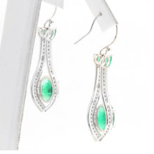 Load image into Gallery viewer, Estate 4.20 Carats Natural Emerald and Diamond 14K Solid White Gold Earrings