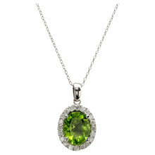 Load image into Gallery viewer, 4.00Ct Natural Peridot and Diamond 14K Solid White Gold Necklace