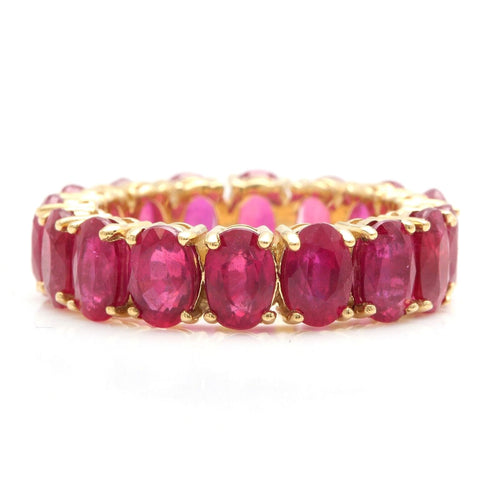 9.50 Carats Natural Ruby 14K Solid Yellow Gold Eternity Ring