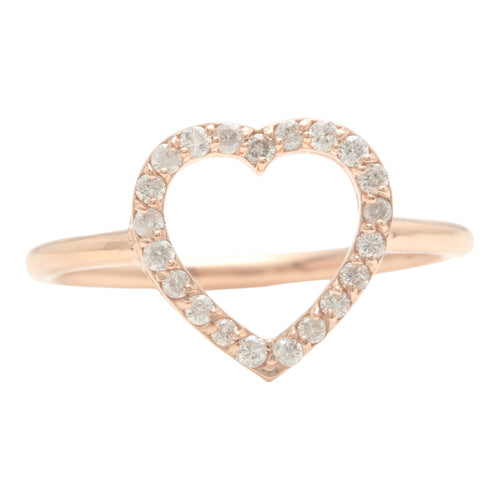 Splendid 0.30 Carats Natural Diamond 14K Solid Rose Gold Heart Ring