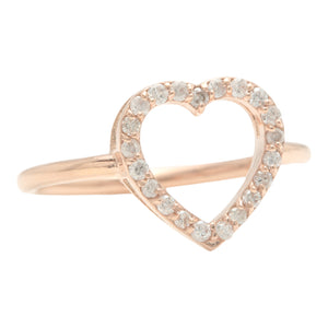 Splendid 0.30 Carats Natural Diamond 14K Solid Rose Gold Heart Ring