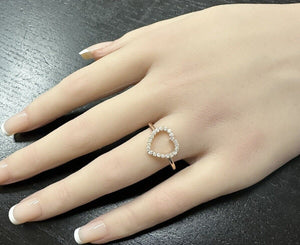 Splendid 0.30 Carats Natural Diamond 14K Solid Rose Gold Heart Ring